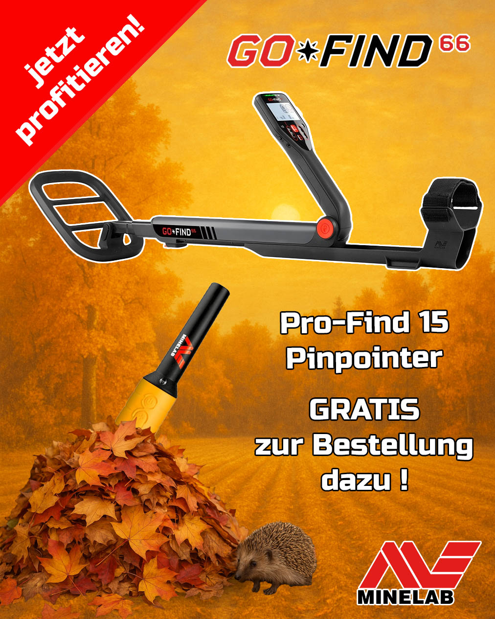 Minelab GO-FIND 66 Metalldetektor mit einem GRATIS Pro-Find 15 Pinpointer