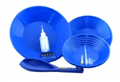 Goldwaschset KEENE / Pioneer 13-teilig, blau - 3x Goldwaschpfanne